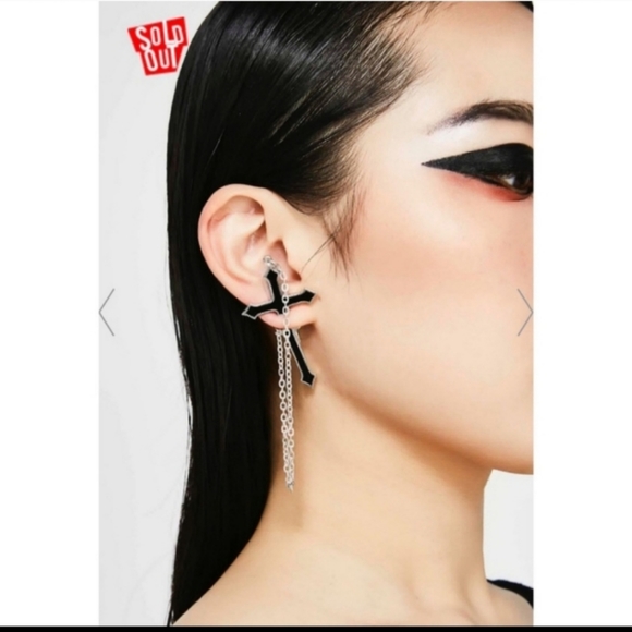 Cross Drop Earring - Picture 5 of 5